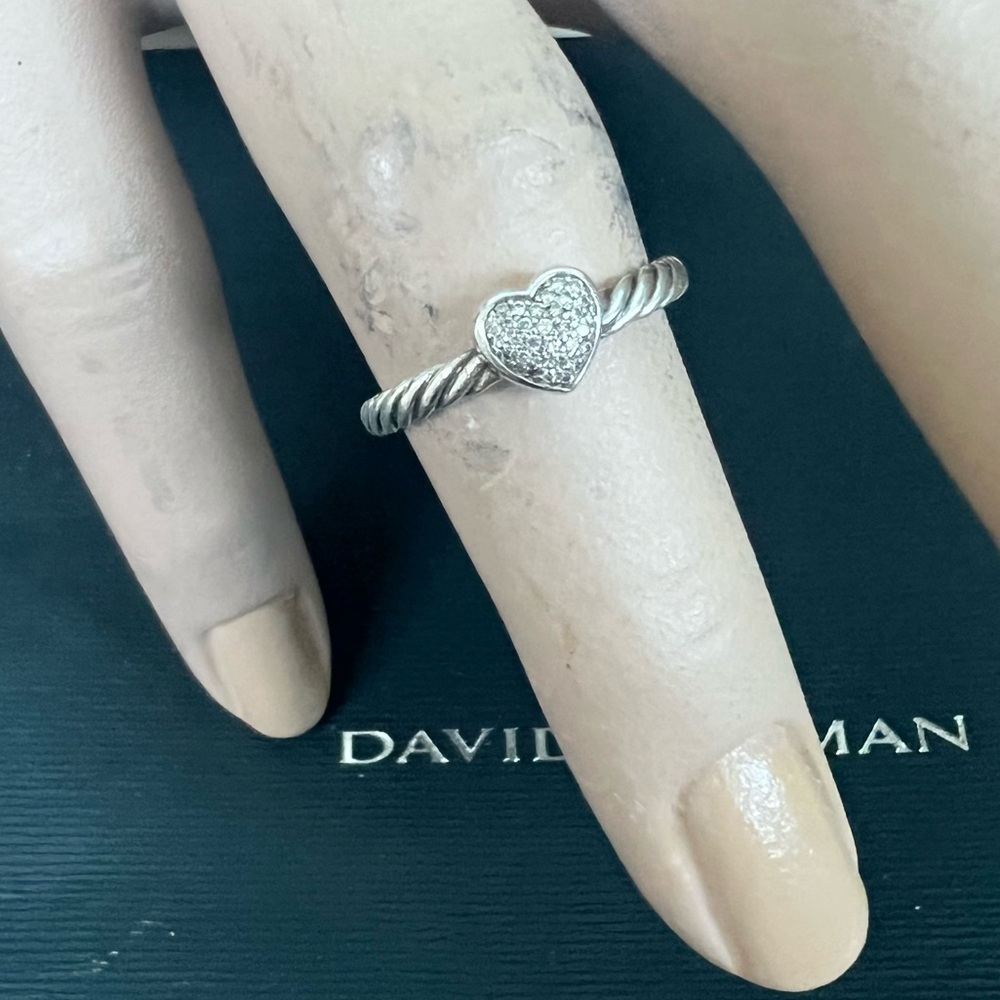 🔴Authentic DAVID YURMAN Diamond Sterling Silver heart Ring🔴